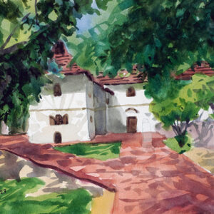 Beautiful village house water color painting