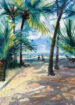 Coconut trees Water color painting