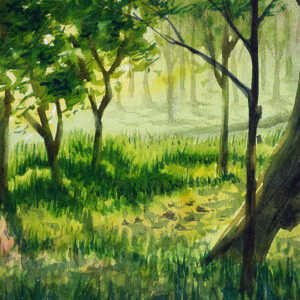 Forest trees Water color painting