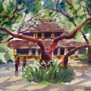 Traditional house Water color painting