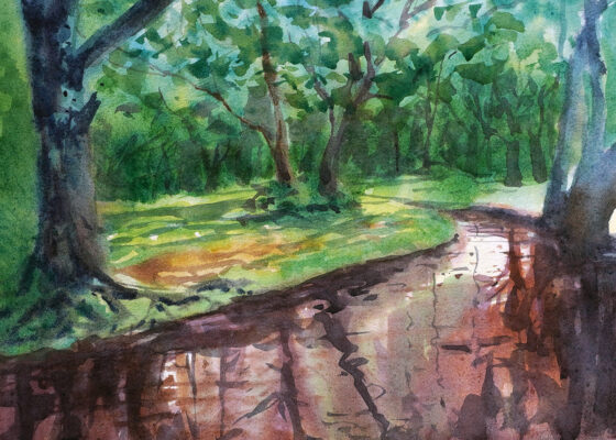 Trees water color painting