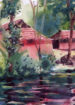 Village house water color painting