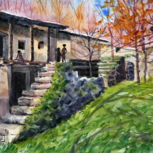 Village life Water color painting