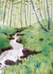 Water color painting flowing river