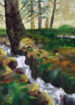 Water color painting flowing water