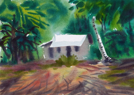 Water color painting small house