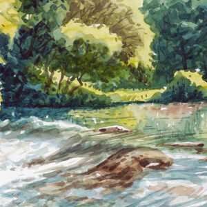 Water color painting the river