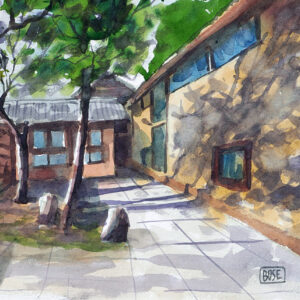 Water color painting village houses