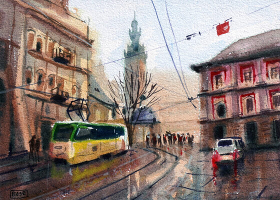 Cityscape water color painting